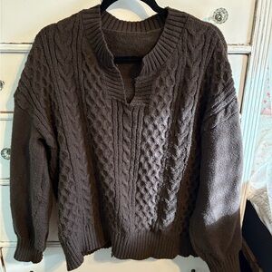 Cozy Brown Cable Knit Sweater